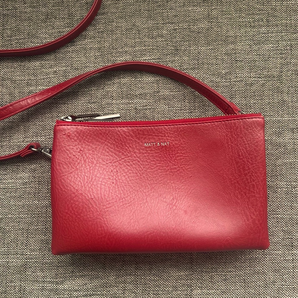 Matt & Nat Red Triplet Crossbody Vegan Leather